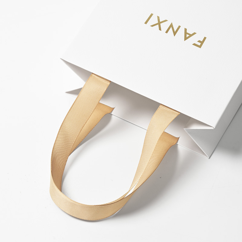 FANXI D073 White Luxury Paper Bags with Logo Paper Bags for Jewelry Custom Gift Packaging