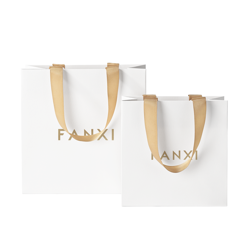 FANXI D073 White Luxury Paper Bags with Logo Paper Bags for Jewelry Custom Gift Packaging