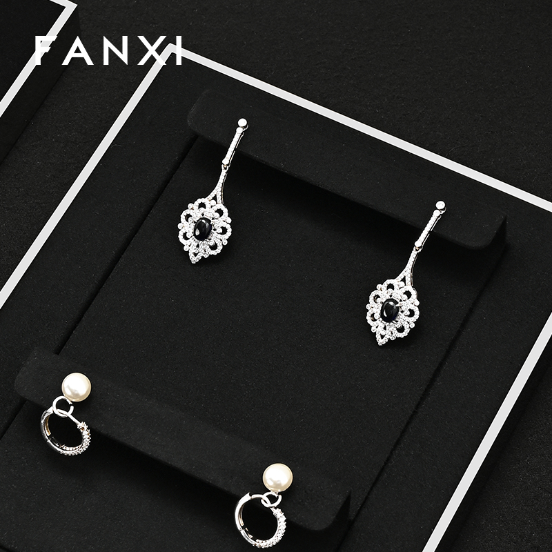 FANXI JS134 Luxury Jewelry Display Props Customized Metal Microfiber Showcase Tray Display
