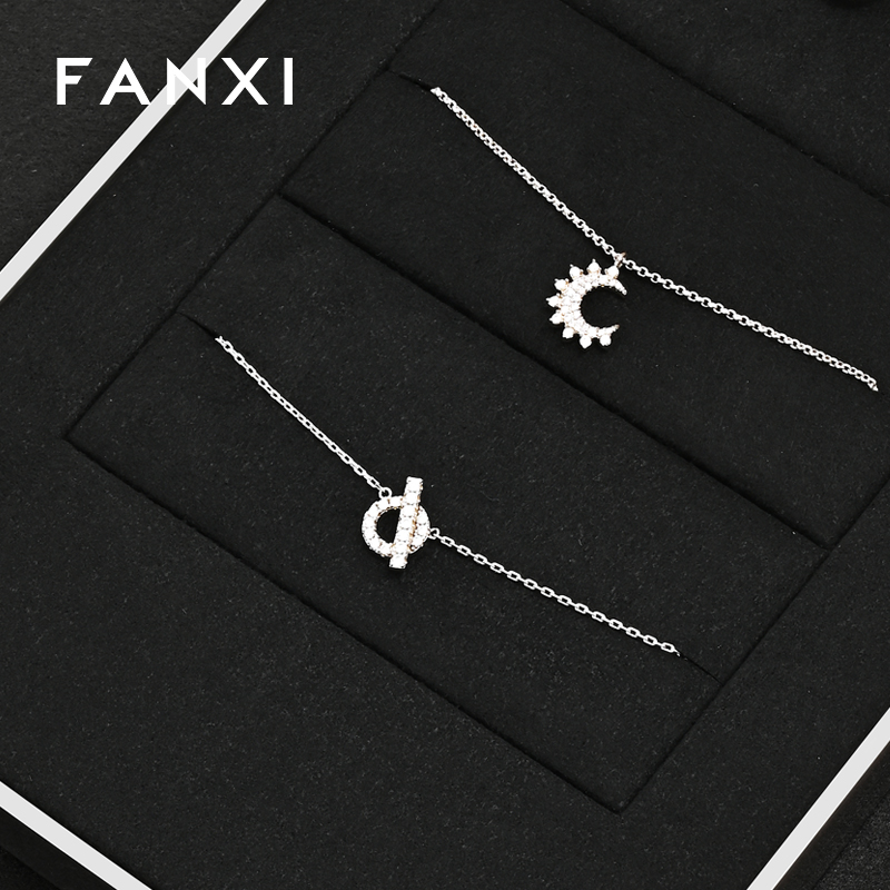 FANXI JS134 Luxury Jewelry Display Props Customized Metal Microfiber Showcase Tray Display