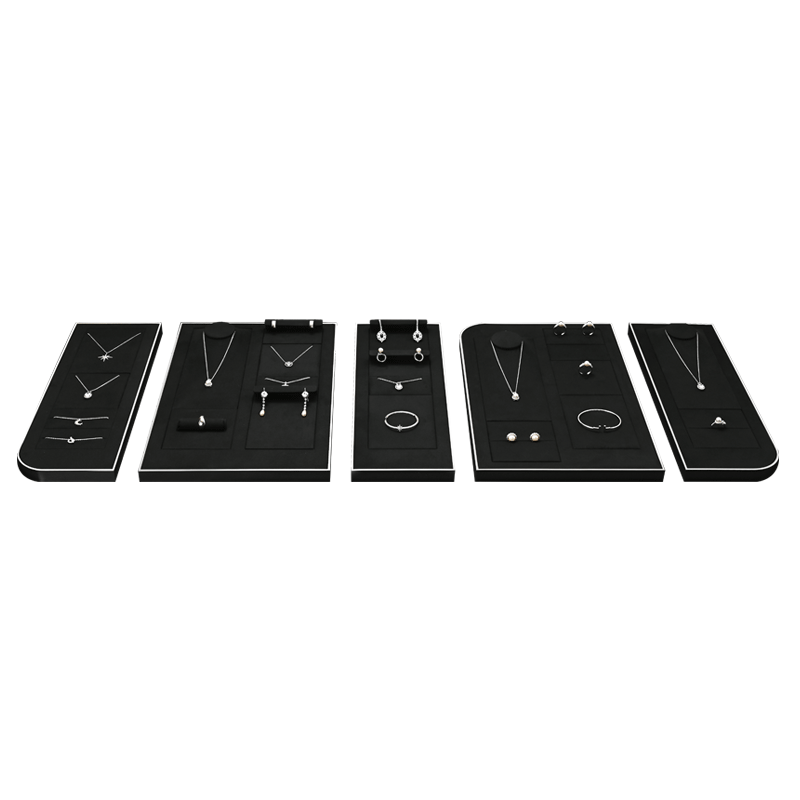 FANXI JS134 Luxury Jewelry Display Props Customized Metal Microfiber Showcase Tray Display