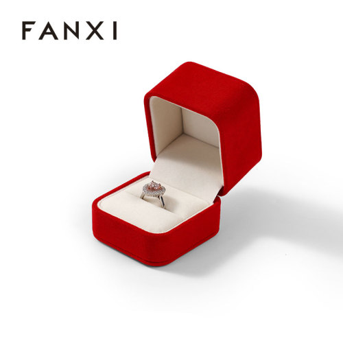 FANXI Luxury High-End Jewellery Ring Packaging Box Rubber for Engagement Red