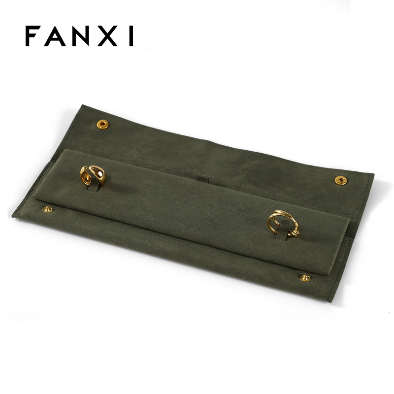 FANXI Folding Jewelry Bag Mix Color Jewelry Pouch Microfiber Travel Roll Jewelry Organizer Envelope Ring Pad Luxury Pouch