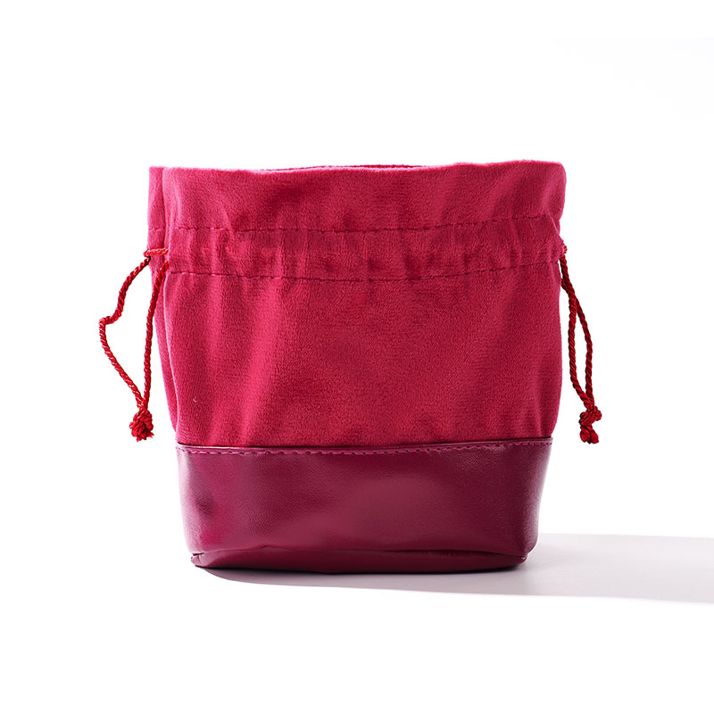 FANXI Custom Logo Double Leather with Velvet Shrink Pouch Jewelry Storage Bag