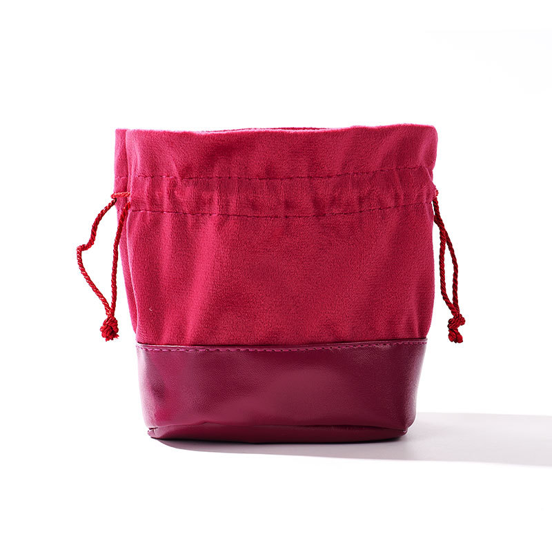 FANXI Custom Logo Double Leather with Velvet Shrink Pouch Jewelry Storage Bag