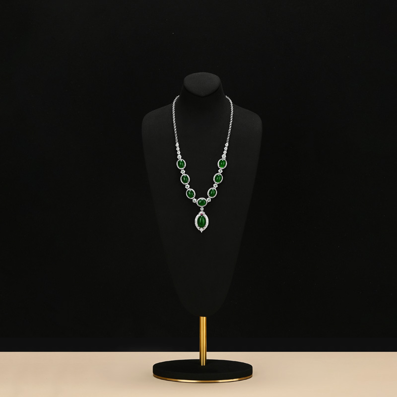 FANXI RX096 Luxury Microfiber Silk Jewelry Mannequins Necklace Display Stand Bust