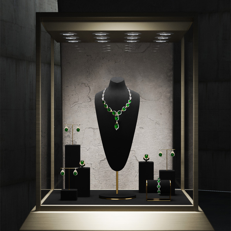 FANXI RX096 Luxury Microfiber Silk Jewelry Mannequins Necklace Display Stand Bust