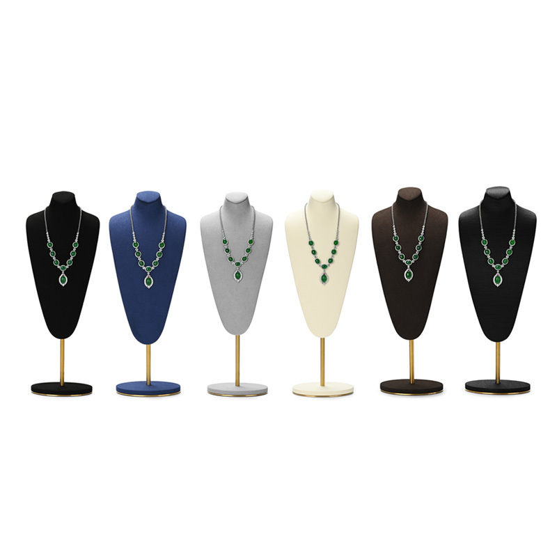 FANXI RX096 Luxury Microfiber Silk Jewelry Mannequins Necklace Display Stand Bust