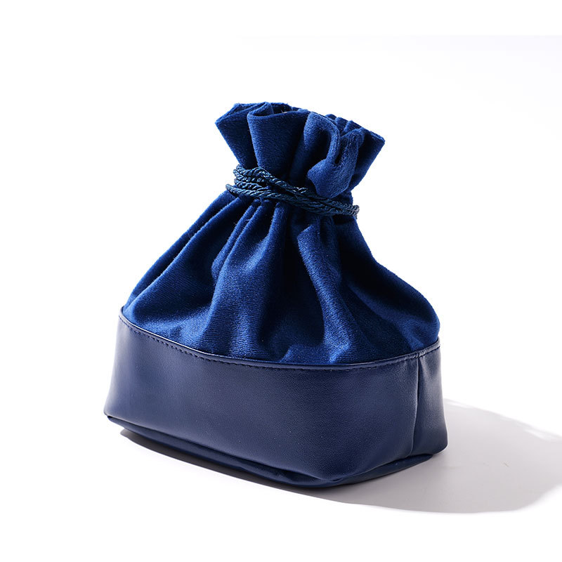 FANXI Blue Drawstring Velvet Pouch Jewelry Storage Bag with Printed Logo Wholesale