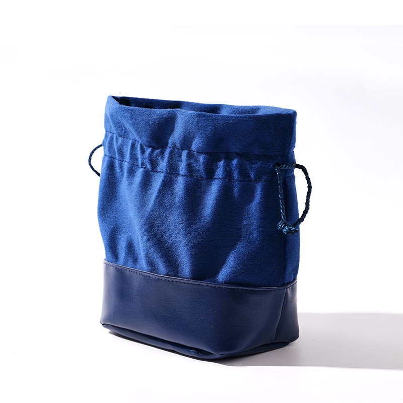 FANXI Blue Drawstring Velvet Pouch Jewelry Storage Bag with Printed Logo Wholesale