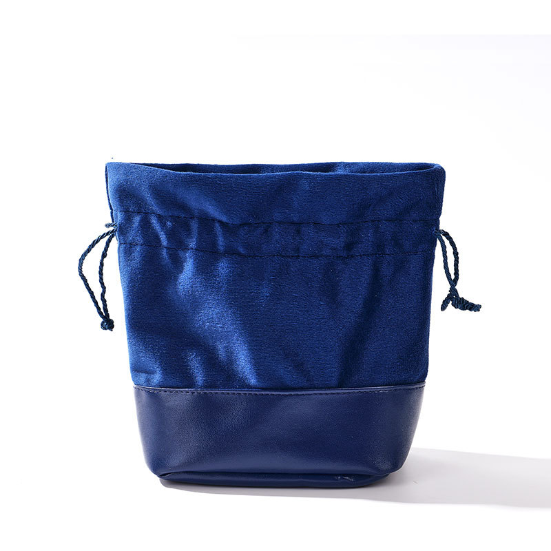 FANXI Blue Drawstring Velvet Pouch Jewelry Storage Bag with Printed Logo Wholesale