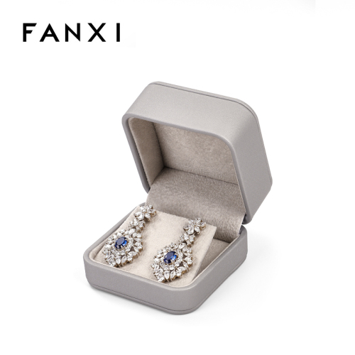 FANXI Grey Earring Jewelry Box Luxury Ring Jewellery Packaging Box with Logo