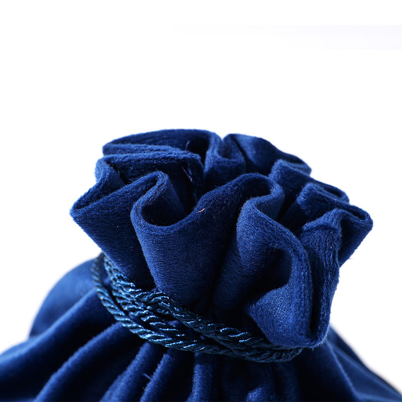 FANXI Blue Drawstring Velvet Pouch Jewelry Storage Bag with Printed Logo Wholesale