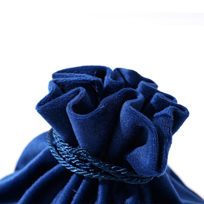 FANXI Blue Drawstring Velvet Pouch Jewelry Storage Bag with Printed Logo Wholesale