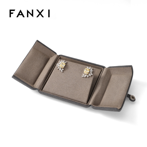 FANXI Fashion Design Double Door Open Jewelry Box Velvet Ring Earring Pendant Necklace Gift Box Jewelry Packing Box