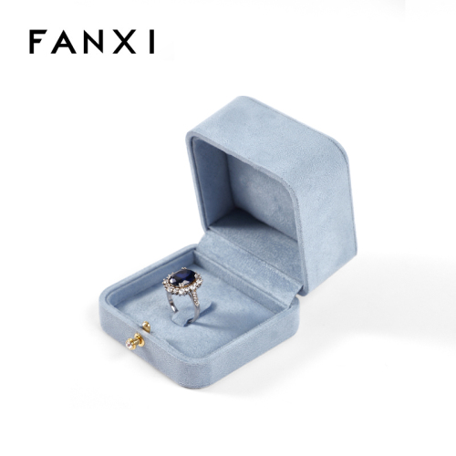 FANXI Custom Logo Jewellery Case Box Suede Wedding Ring Box Oem for Packaging