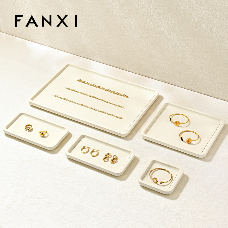 FANXI P199-202 Custom Luxury Ring Tray Display Stand Jewelry Organizer Jewellery Trays for Jewelry