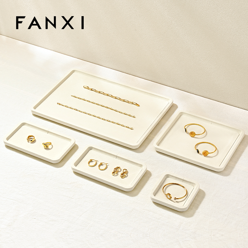 FANXI P199-202 Custom Luxury Ring Tray Display Stand Jewelry Organizer Jewellery Trays for Jewelry
