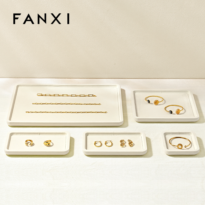 FANXI P199-202 Custom Luxury Ring Tray Display Stand Jewelry Organizer Jewellery Trays for Jewelry