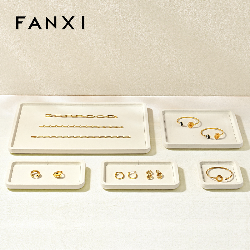 FANXI P199-202 Custom Luxury Ring Tray Display Stand Jewelry Organizer Jewellery Trays for Jewelry