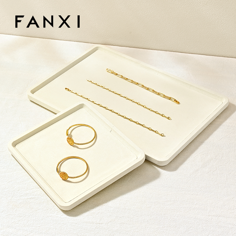 FANXI P199-202 Custom Luxury Ring Tray Display Stand Jewelry Organizer Jewellery Trays for Jewelry