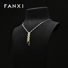 FANXI RX103 Microfiber Metal Jewellery Bust Jewelry Display Props Mannequin Necklace Stand Display
