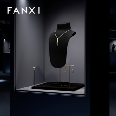 FANXI RX103 Microfiber Metal Jewellery Bust Jewelry Display Props Mannequin Necklace Stand Display