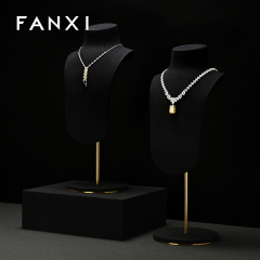 FANXI RX103 Microfiber Metal Jewellery Bust Jewelry Display Props Mannequin Necklace Stand Display