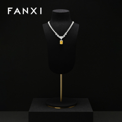 FANXI RX103 Microfiber Metal Jewellery Bust Jewelry Display Props Mannequin Necklace Stand Display