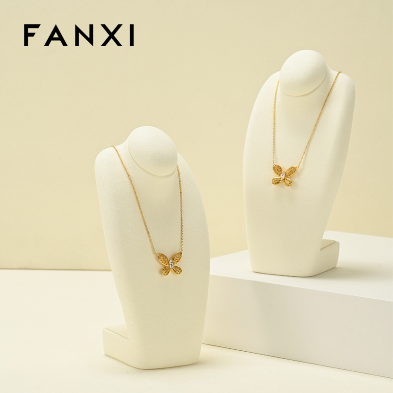 FANXI RX087 Microfiber Necklace Bust Display Multi-Color Microfiber Jewelry Bust Necklaces Window Display Jewelry Display Mannequin