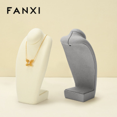 FANXI RX087 Microfiber Necklace Bust Display Multi-Color Microfiber Jewelry Bust Necklaces Window Display Jewelry Display Mannequin
