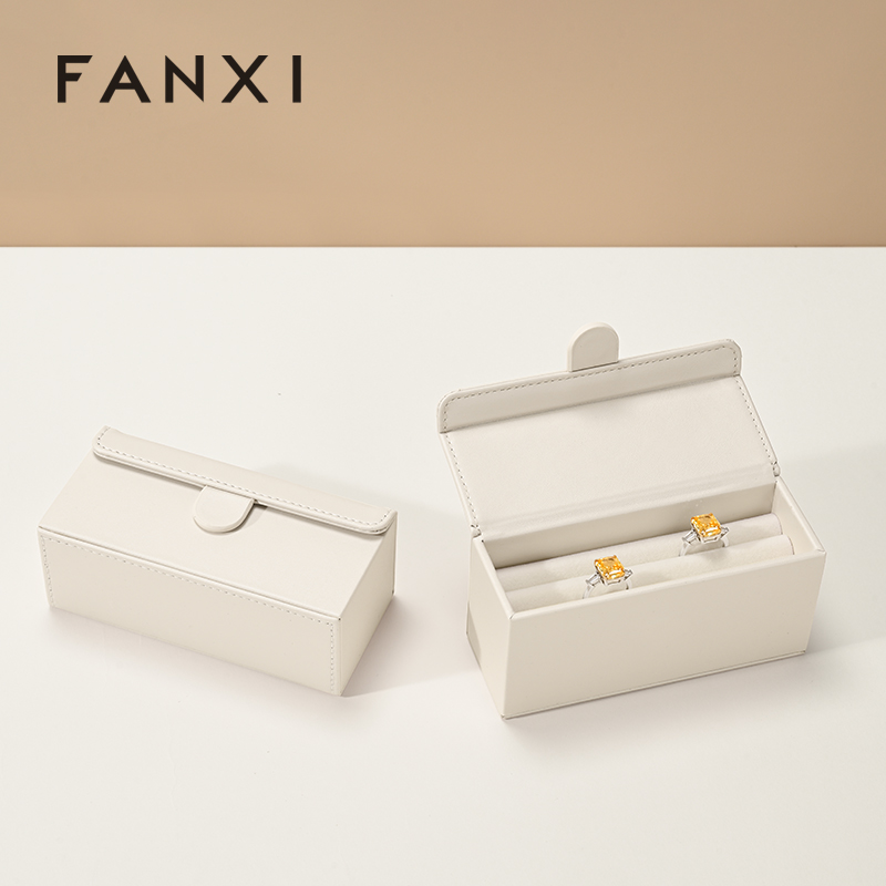 FANXI H176 Mini Ring Box Portable Jewelry Travel Case PU Leather Jewelry Box Earring Ring Jewelry Storage Box