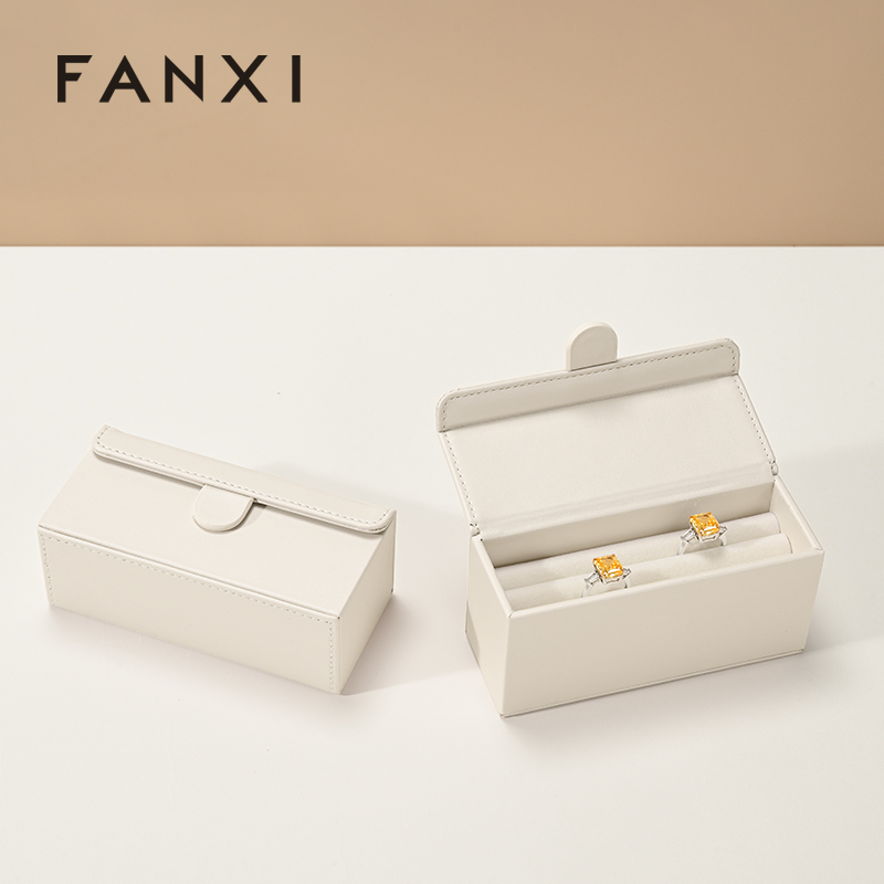 FANXI H176 Mini Ring Box Portable Jewelry Travel Case PU Leather Jewelry Box Earring Ring Jewelry Storage Box