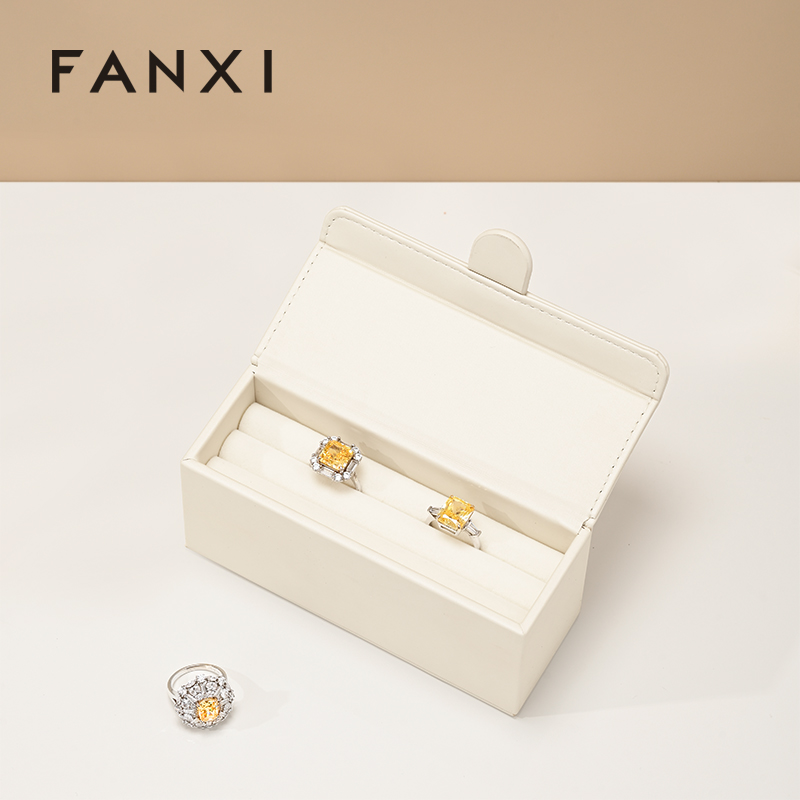 FANXI H176 Mini Ring Box Portable Jewelry Travel Case PU Leather Jewelry Box Earring Ring Jewelry Storage Box