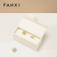 FANXI H176 Mini Ring Box Portable Jewelry Travel Case PU Leather Jewelry Box Earring Ring Jewelry Storage Box