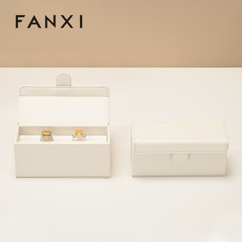 FANXI H176 Mini Ring Box Portable Jewelry Travel Case PU Leather Jewelry Box Earring Ring Jewelry Storage Box