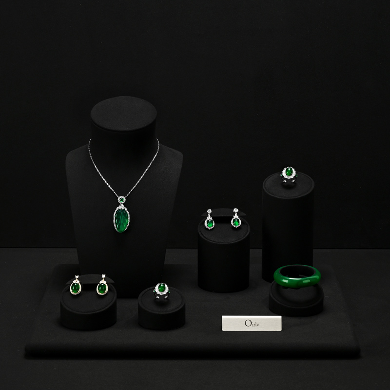 FANXI RX091-092 Jewelry Bust Jewelry Accessories Display Props Dark Black Senior Ring Earrings Model Metal Jewelry Display Stand