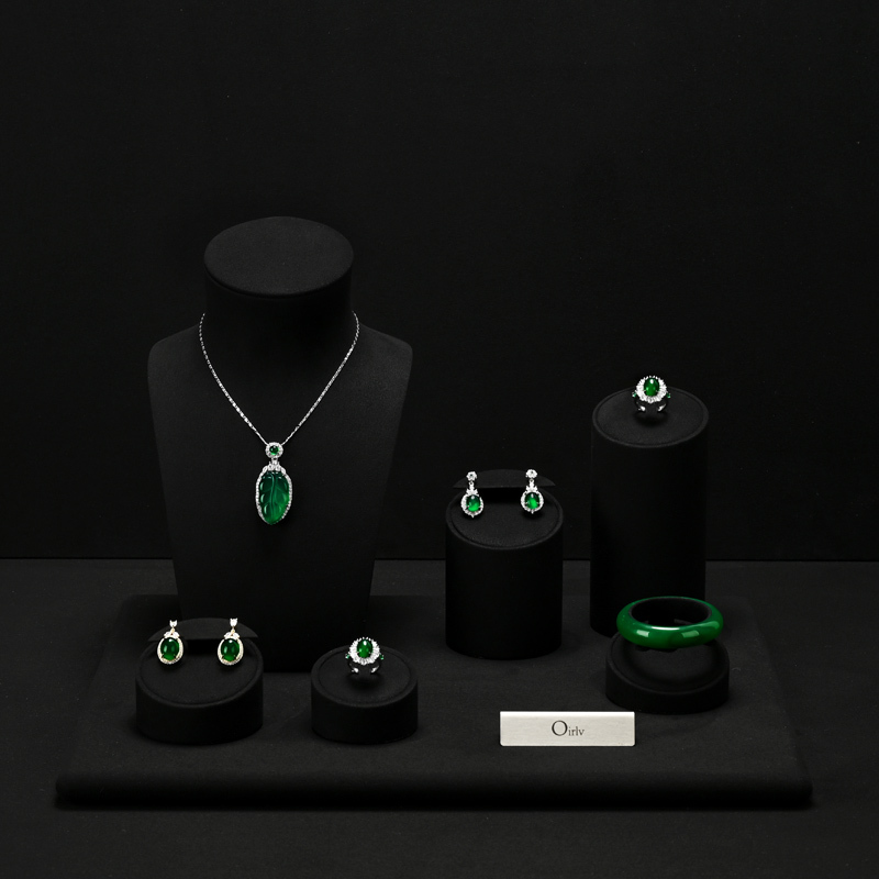 FANXI RX091-092 Jewelry Bust Jewelry Accessories Display Props Dark Black Senior Ring Earrings Model Metal Jewelry Display Stand