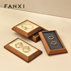 FANXI SM090 Solid wood jewelry plate ring pendant jewelry tray microfiber bar ring goods display plate counter display