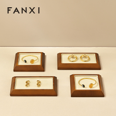 FANXI SM090 Solid wood jewelry plate ring pendant jewelry tray microfiber bar ring goods display plate counter display