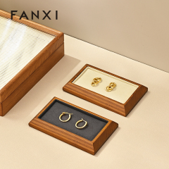 FANXI SM090 Solid wood jewelry plate ring pendant jewelry tray microfiber bar ring goods display plate counter display