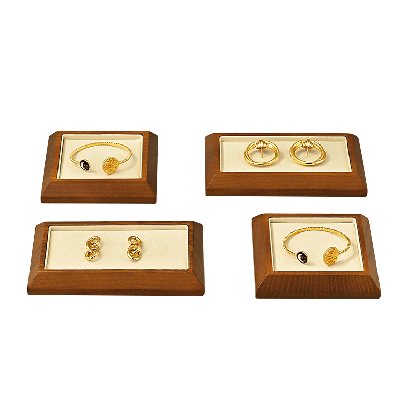 FANXI SM090 Solid wood jewelry plate ring pendant jewelry tray microfiber bar ring goods display plate counter display