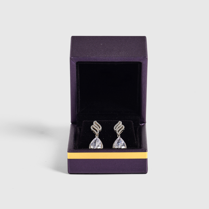 FANXI Custom purple velvet leather jewelry earring box
