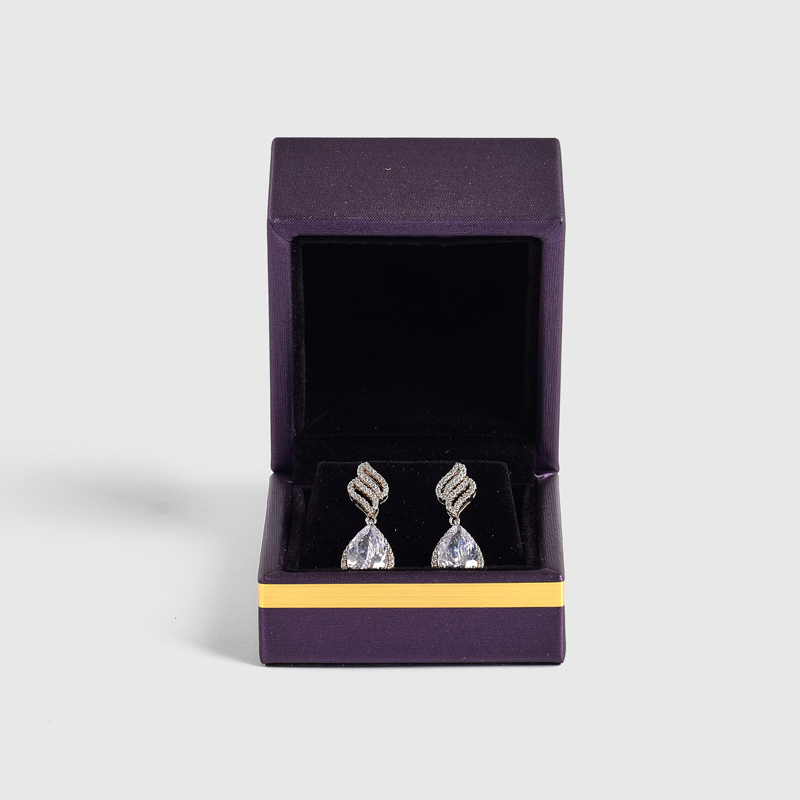 FANXI Custom purple velvet leather jewelry earring box