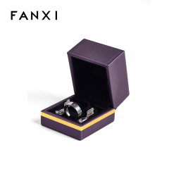 FANXI Custom purple velvet leather jewelry multi functional ring box