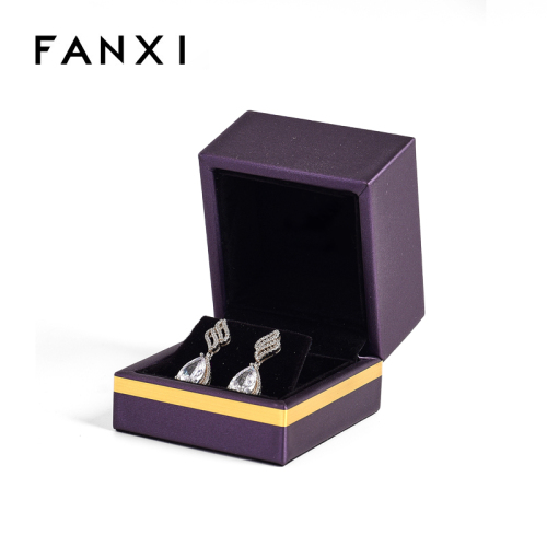 FANXI Custom purple velvet leather jewelry earring box