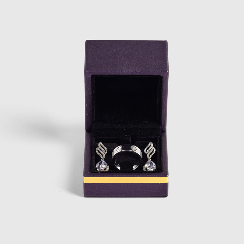 FANXI Custom purple velvet leather jewelry multi functional ring box