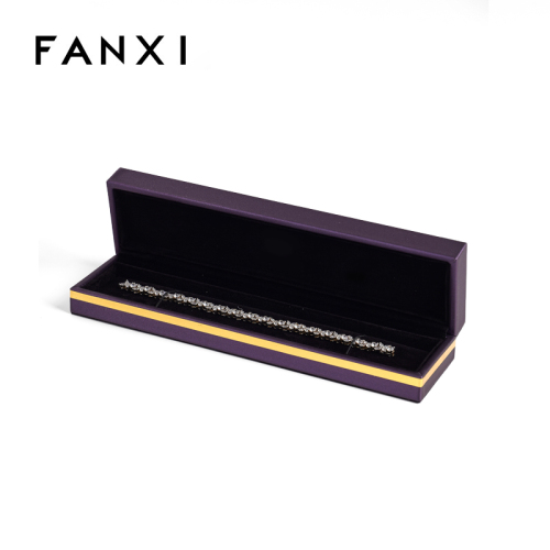 FANXI Custom purple velvet leather jewelry long chain box