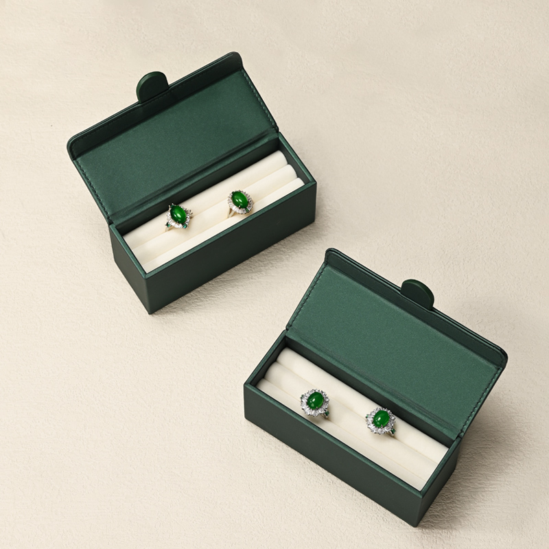 FANXI H176 Packaging Multiple Luxury Ring Display Box Wedding Bulk Custom Logo Green Jewelry Ring Storage Boxes