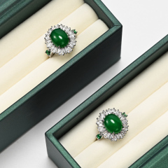 FANXI H176 Packaging Multiple Luxury Ring Display Box Wedding Bulk Custom Logo Green Jewelry Ring Storage Boxes